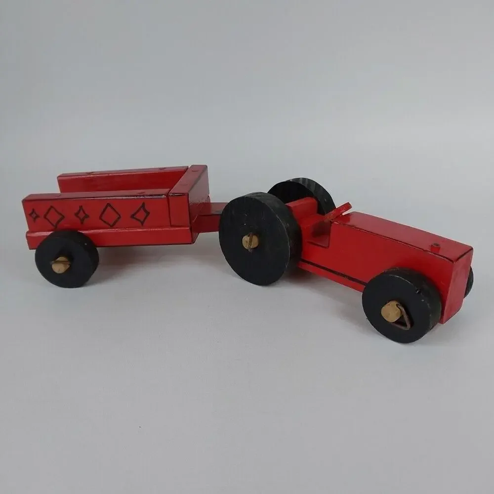 Handmade Wooden Toy Tractor And Wagon Farming‎ Toy